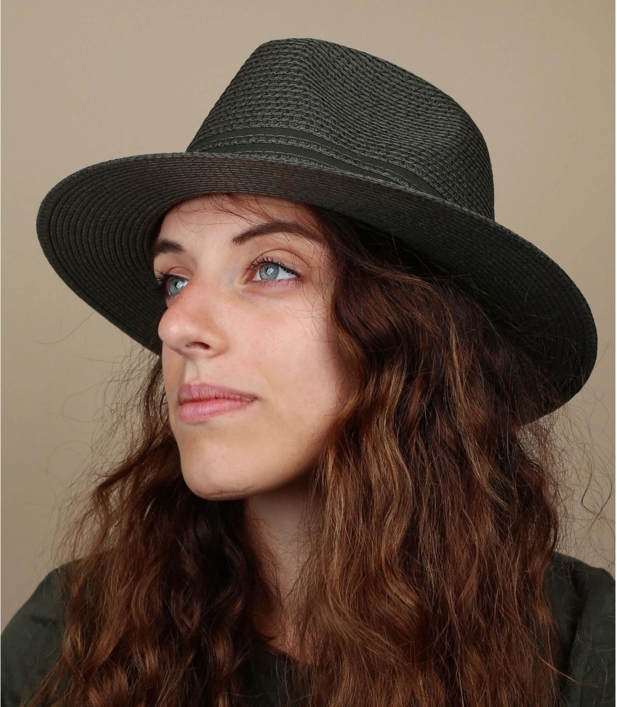 cappello di paglia verde Fedora Gros Grain khaki cappello di paglia verde Fedora Gros Grain khaki